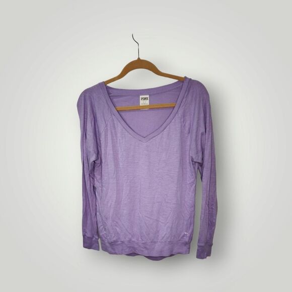 Pink Victoria Secret Light Purple V-Neck Long Sleeve Top Women’s Small - Picture 1 of 11